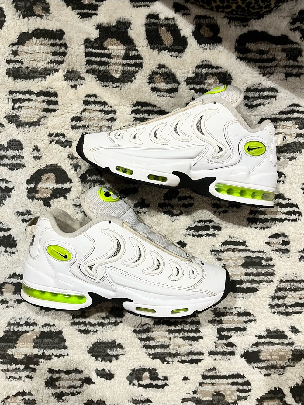 Nike White and Volt Neon Green Air Metal Max Sneakers